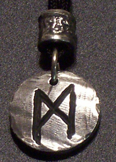Pewter Rune Pendant- Mannaz- Humankind, Friends