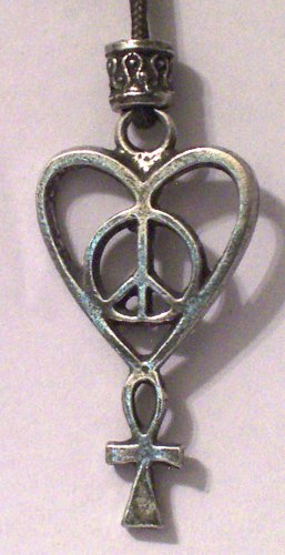 Hand Cast Pewter Love, Peace, Life Pendant