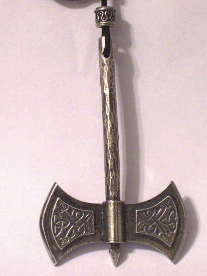 Hand Cast Pewter Axe Pendant with Knotwork Detail