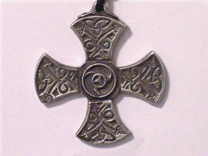 Hand Cast Pewter Celtic Triscal Cross Pendant