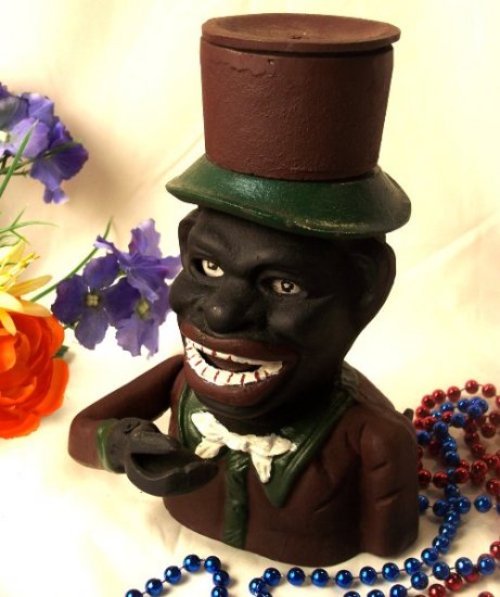 Cast Iron Jolly Bank With Top Hat