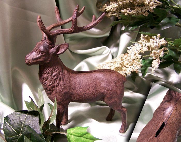 Cast Iron Deer Bank RUST Color