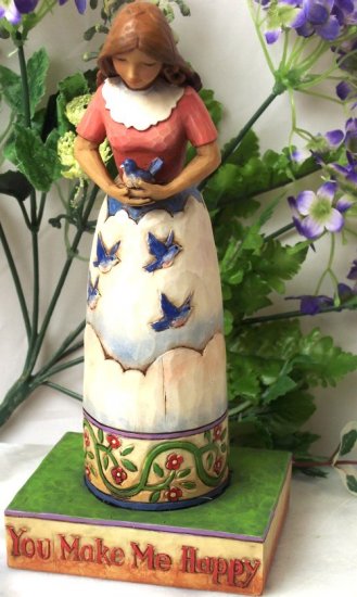 Jim Shore Girl with Blue Bird You Make Me Happy