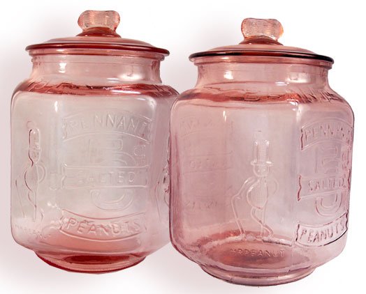 Pink Glass Peanut Jar