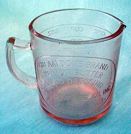 Pink Glass Dove Measuring Cup
