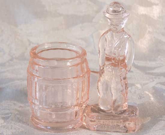 Pink Glass Chaplin Toothpick Holder