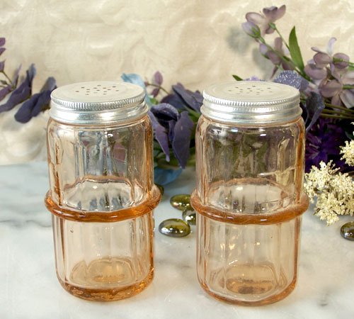 Pink Hoosier Glass Salt and Pepper