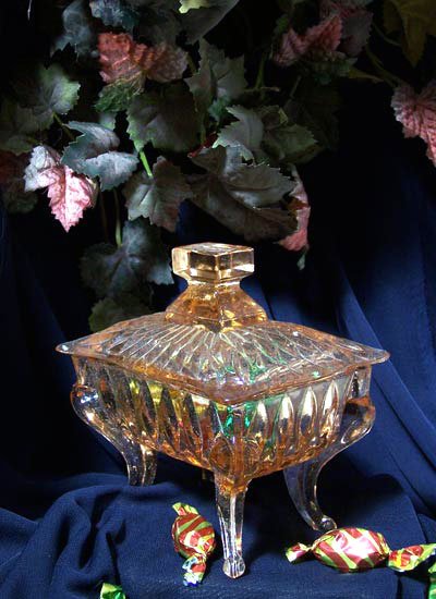 Vintage Pink Glass Piano Compote Candy Dish
