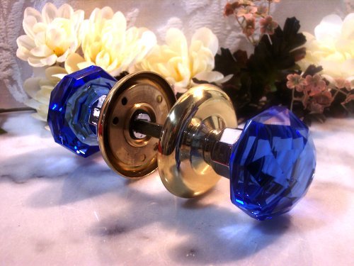 COBALT BLUE SOLID Crystal Door Knobs