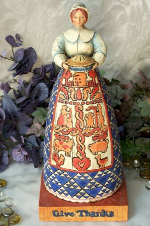 Jim Shore Pilgram Lady with Pie Give Thanks