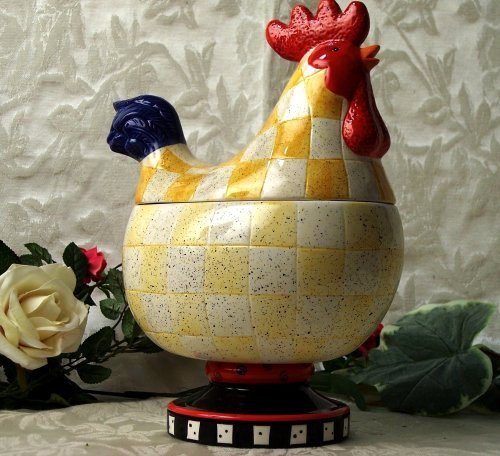 Rooster Checkered Cookie Jar