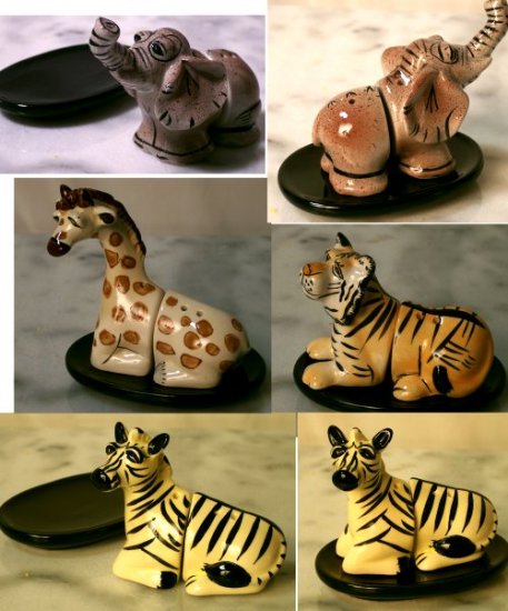 SET 4 Safari Wildlife Sat & Pepper Shakers
