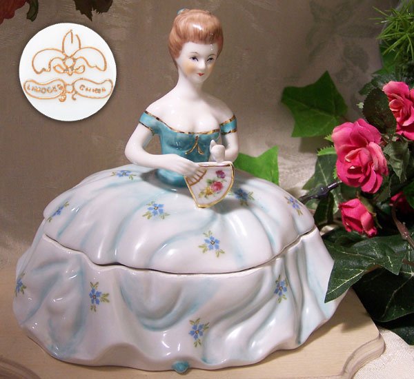 "Powder Box Girl Light Blue Limoges China"