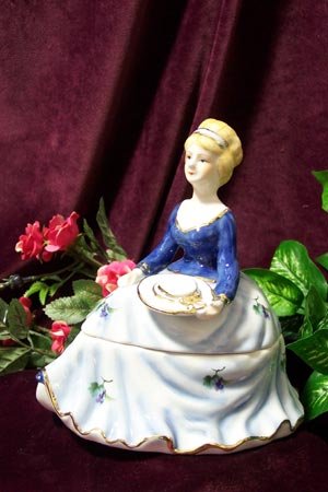 Powder Box Girl Blue "Limoges China"