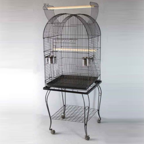 Pet Parrot Budgie Canary Cockatiel Aviary Bird Cage Open Roof with Stand Wheel