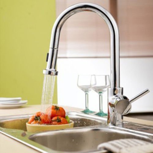 New Brass Swivel Kitchen Sink Mixer Water Tap Pull out Basin Faucet Chrome Tap