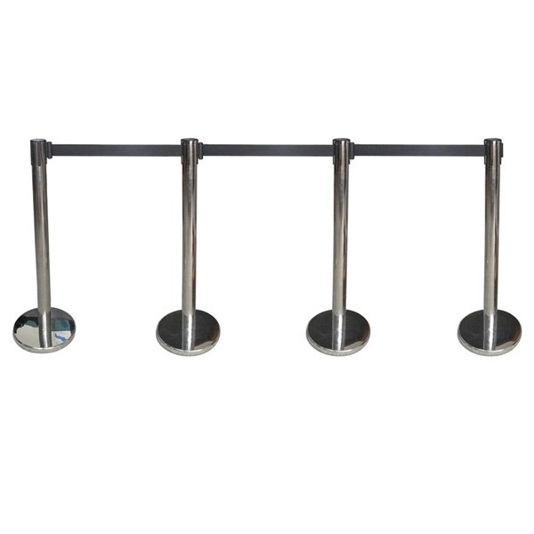 4 Pack Stainless Pratical Crowd Control Retractable Queue Barriers w/ Belt