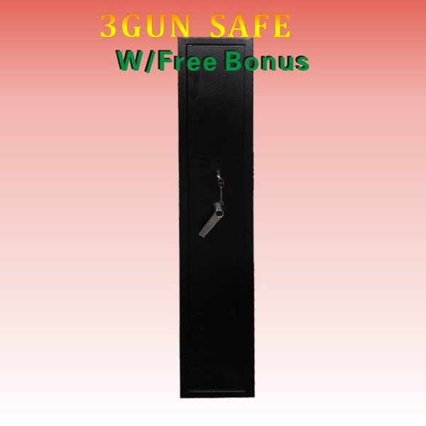 New 3 Gun Safe Firearm Rifle Storage + Cleaning Kit +BONUS Lockbox Steel Cabinet