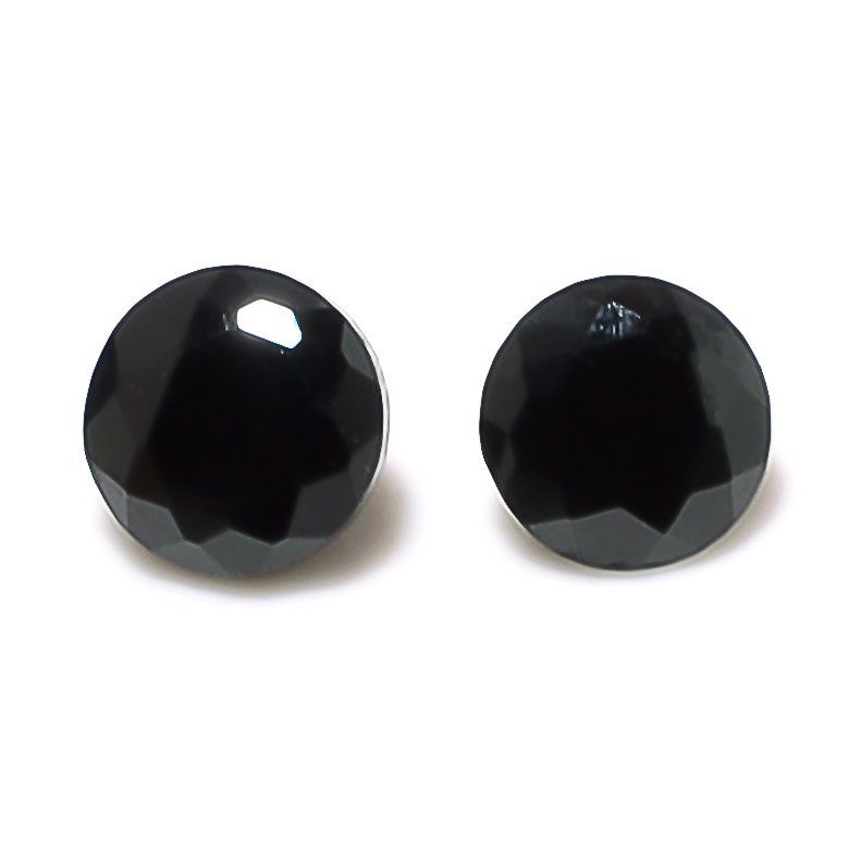 Certified Natural Black Spinel AAA Quality 8 mm faceted Round 2 pcs pair