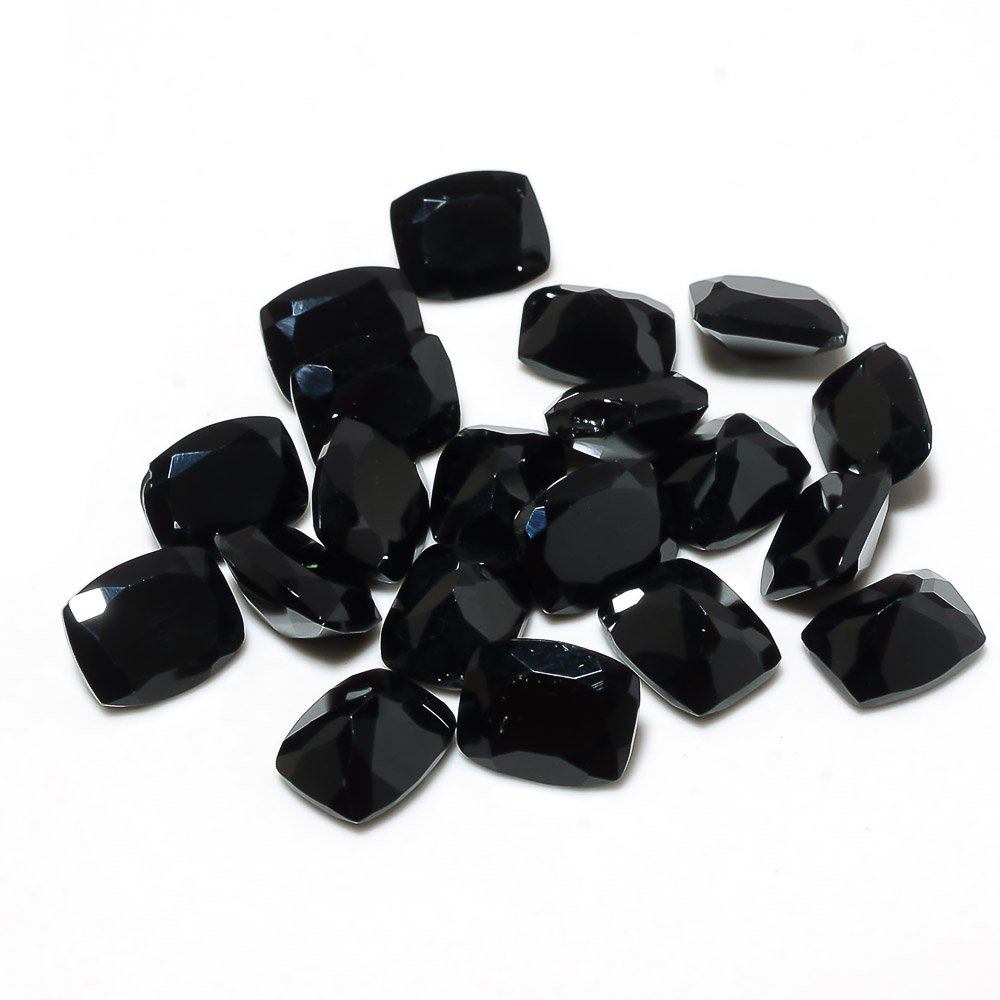 Certified Natural Black Spinel AAA Quality 9x7 mm faceted Cushion 10 pcs lot
