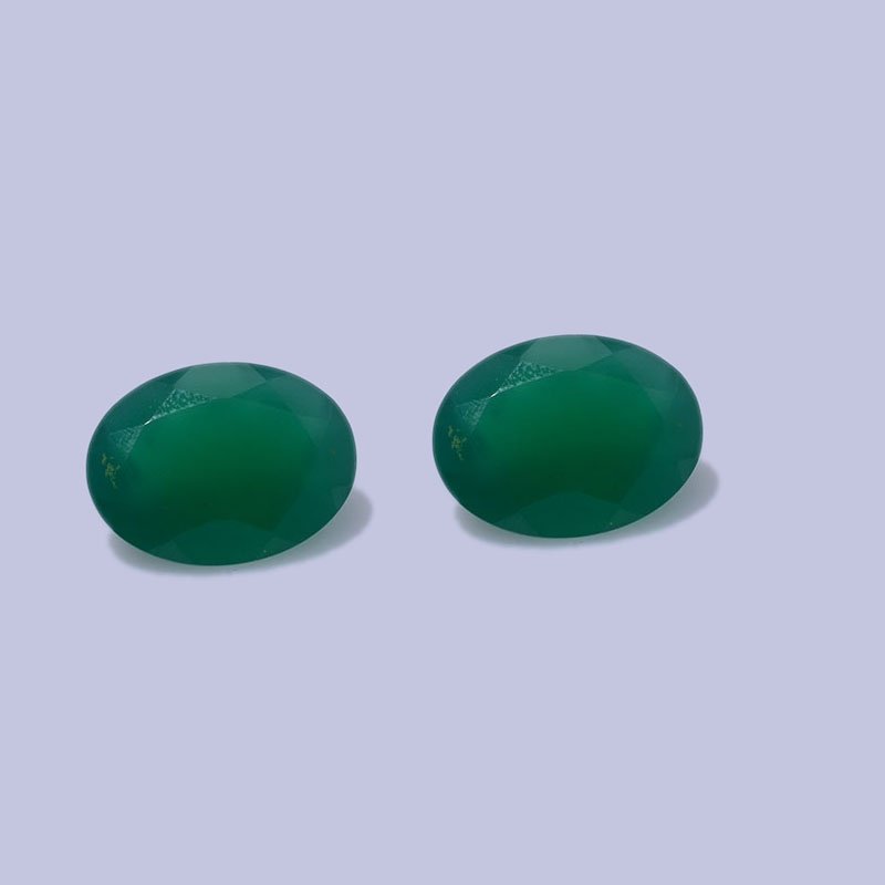 Certified Natural Green Onyx AAA Quality 16x12 mm faceted Oval 2 pcs Pair