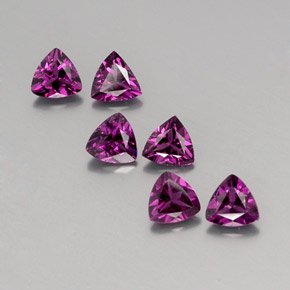 Certified Natural Rhodolite AAA Quality 6 mm Faceted Trillion 2 pcs pair