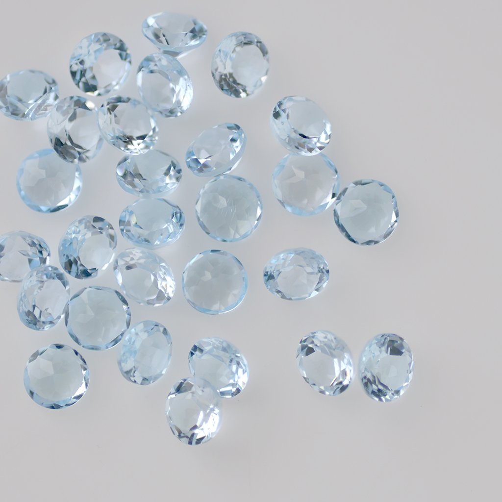 Certified Natural Sky Blue Topaz AAA Quality 7 mm Faceted Round 5 pcs lot