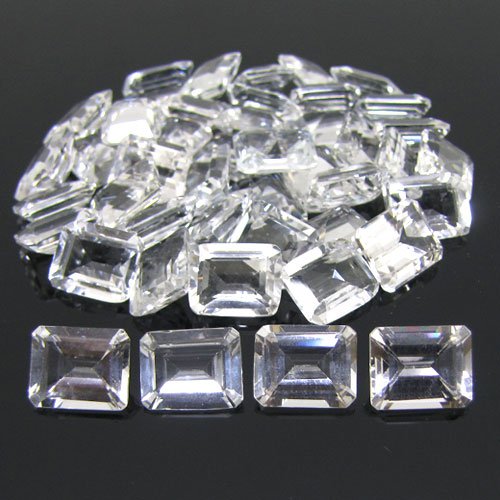 Certified Natural White Topaz AAA Quality 6x4 mm Faceted Octagon 50 pcs lot