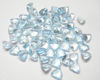 Certified Natural Sky Blue Topaz AAA Quality 8 mm Faceted Trillion 5 pcs lot