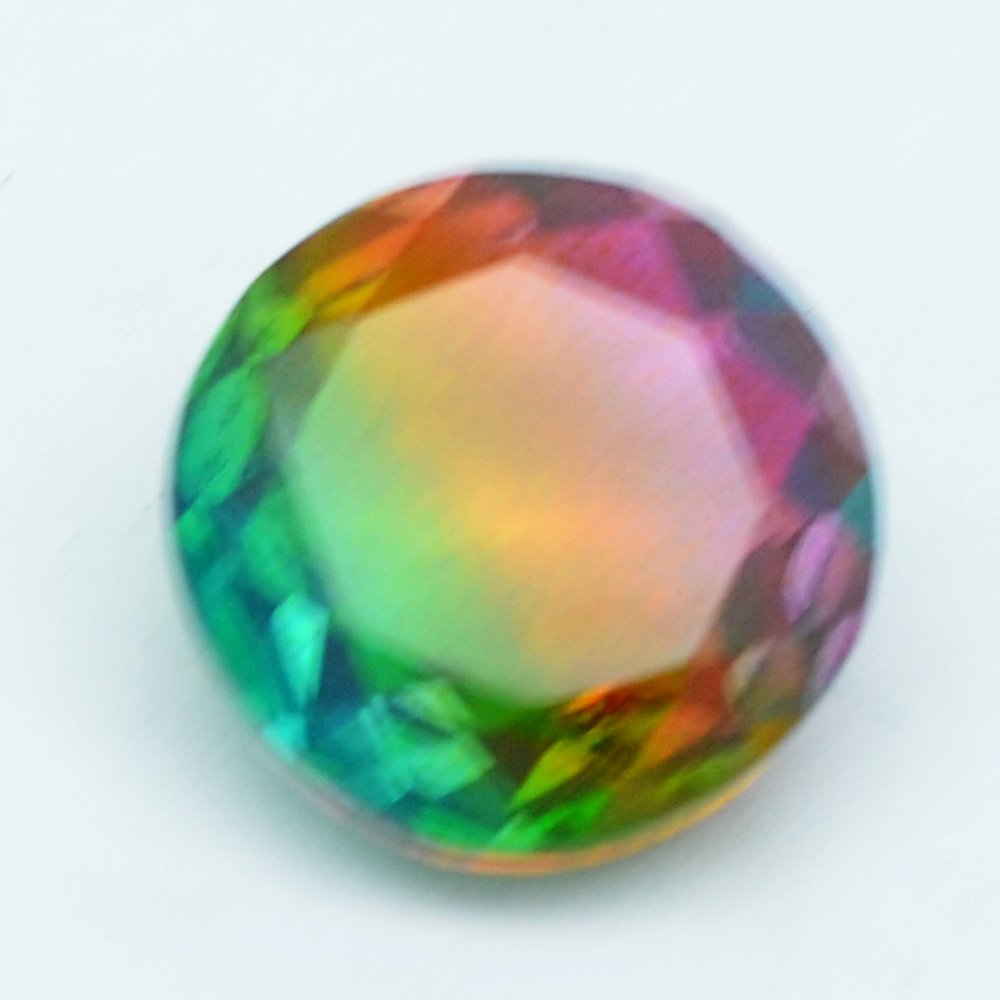 Certified Quartz Doublets try-Color AAA Quality 18 mm Faceted Round 1 pc