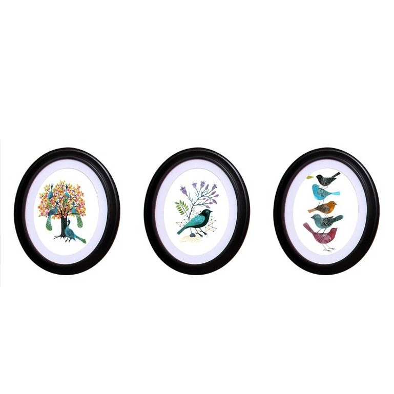 Black Oval Photo Frame Set of 3