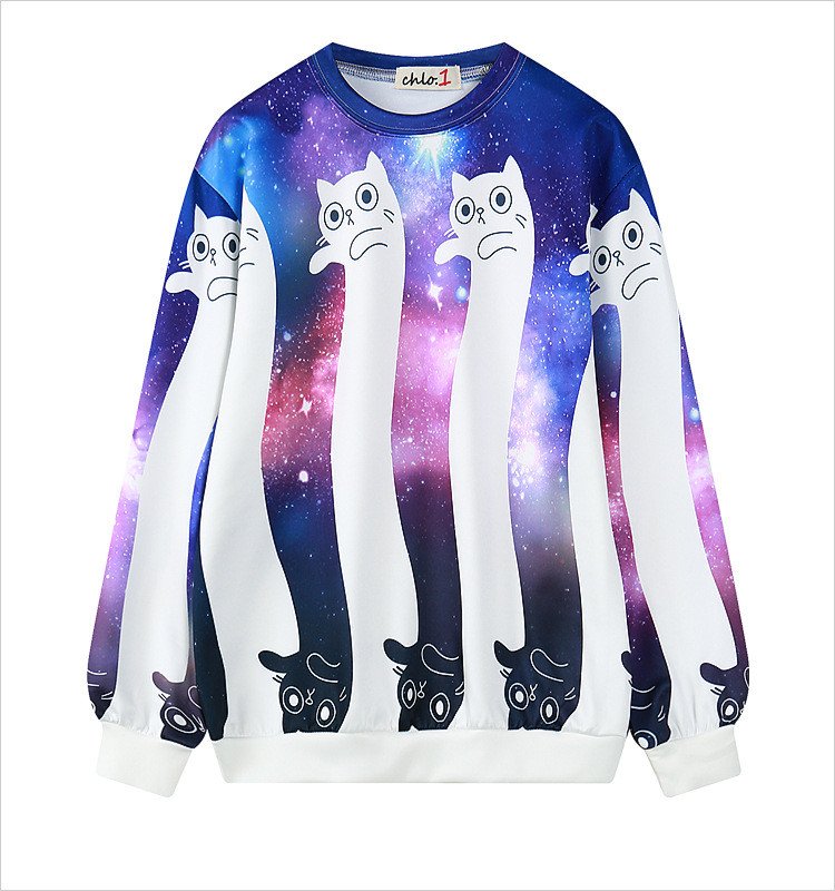 Galaxy Cat Sweatshirt / Sudadera Gato Galaxia WH299 Kawaii Clothing
