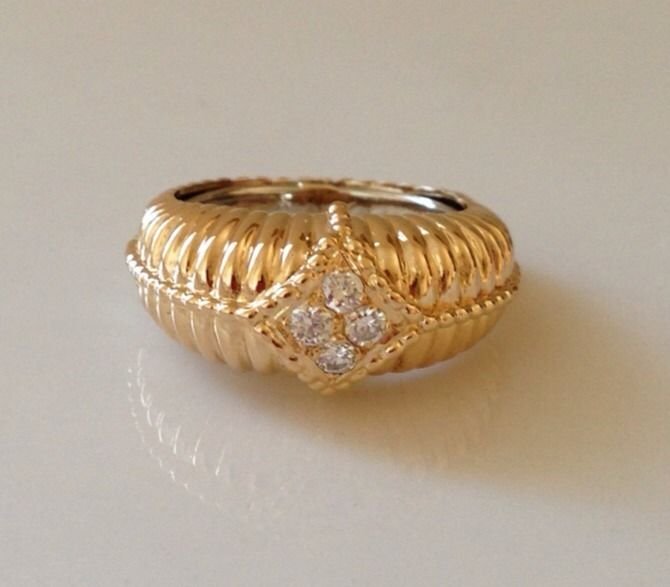 Van Cleef & Arpels 18K Gold Diamond Ring Size 50 Rare