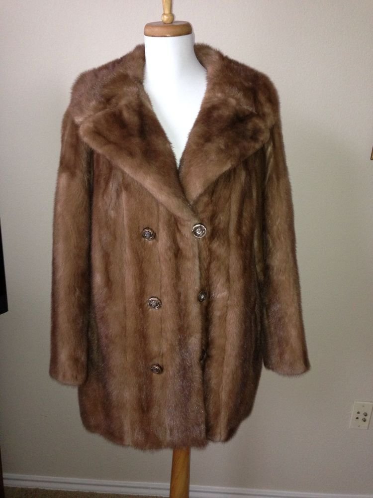 Beautiful Brown Mink Fur Coat Womens Size Large 10 12