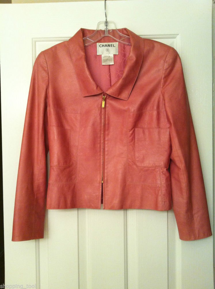 Authentic CHANEL Pink Leather Jacket 42