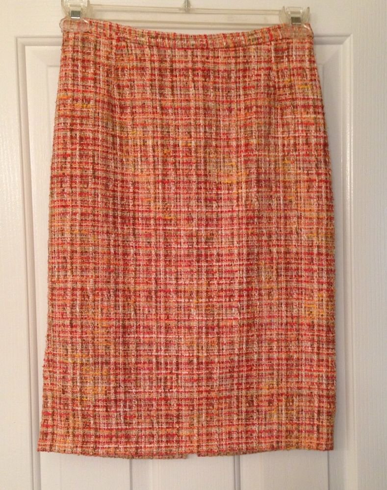Dolce & Gabbana Orange Tweed Skirt 40