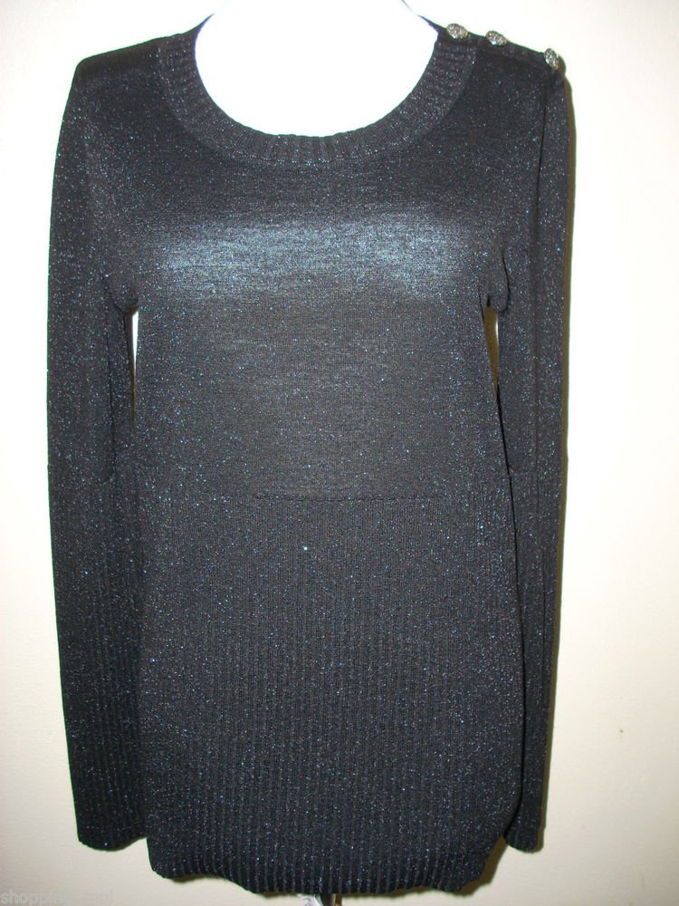 Authentic CHANEL Black Silver Pull Over Sweater 42