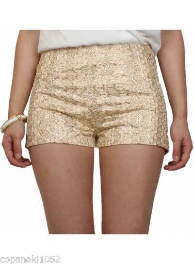 GOLD SHORTS Pants lace LARGE