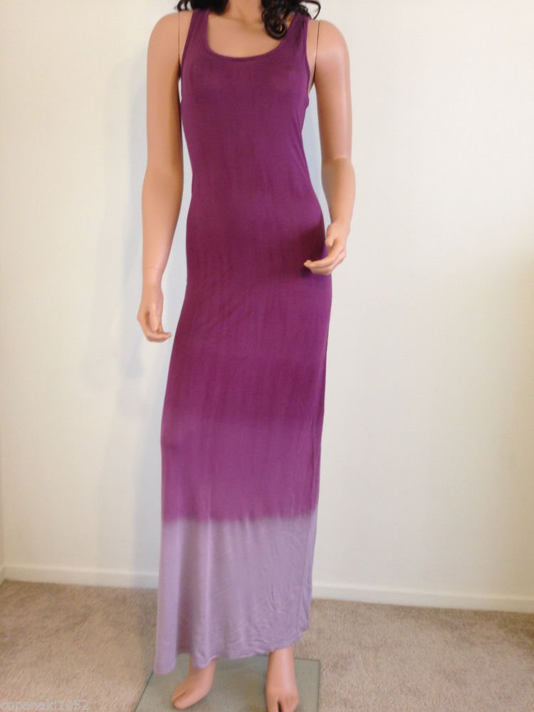 Ombre Maxi Dress Tie Dye Bohemian boho hippie purple gray SMALL