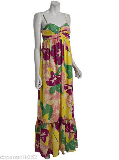 Shoshanna at Shopbop Bluefly floral dress sweetheart maxi long gown Silk 4 SMALL
