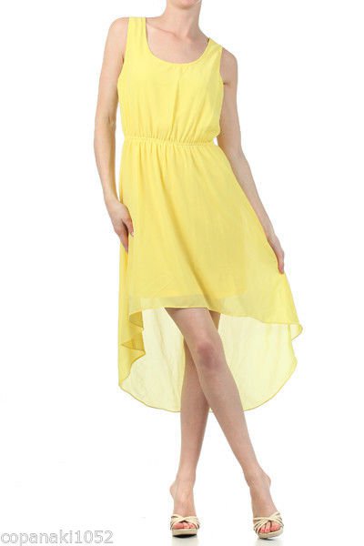 NASTY GAL YELLOW maxi long asos topshop high low maxi asymmetrical dress LARGE