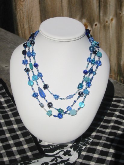 Funky Blue Glass 3 Strand
