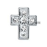 rhinestone cross floating charm