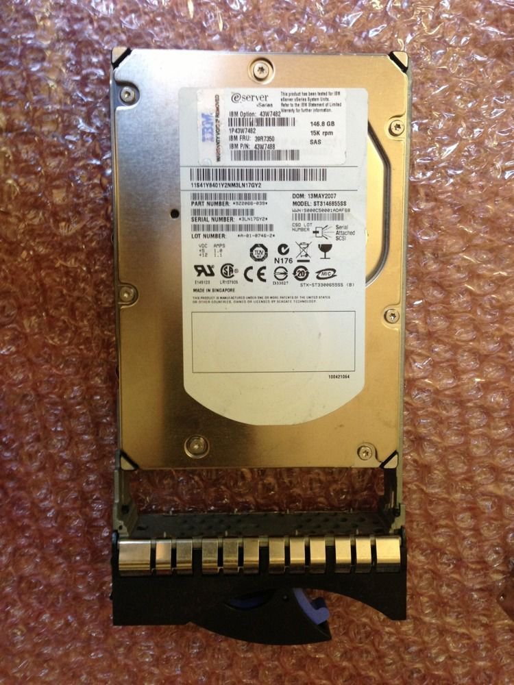 IBM 43W7488 39R7350 43W7482 146GB 15K 3.5" HOT SWAP SAS DRIVE