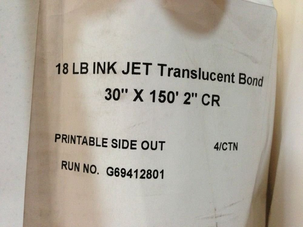 Lot Of 2 X 18lb Ink Jet Translucent Bond Paper - 30" x 150' 2" CR