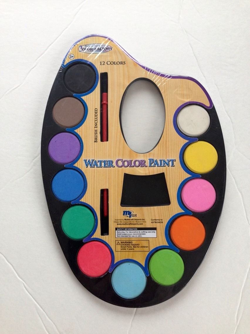12 COLORS WATER COLOR PAINT SET--BRUSH INCLUDED