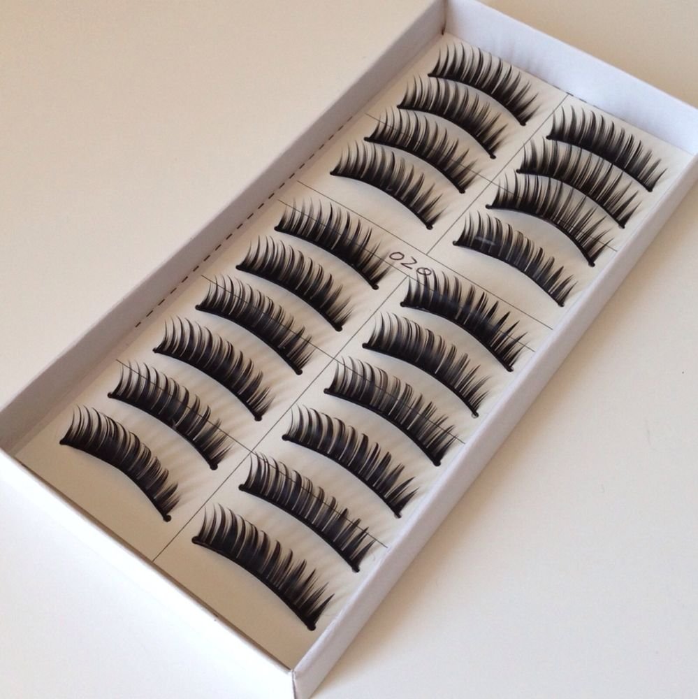 Lot of 5 boxes (50 PAIRS) BLACK THICK Long Soft FALSE EYELASHES #020