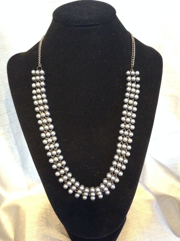 Black Tone Brass Black Pearl Statement Necklace