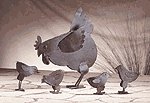 Rusted Metal Hen Family