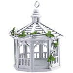 Wood White Gazebo Birdfeeder